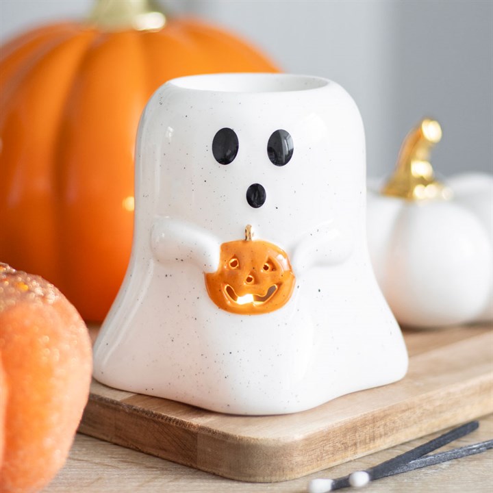 Ghost Shaped Oil Burner with Pumpkin - Something Different Wholesale