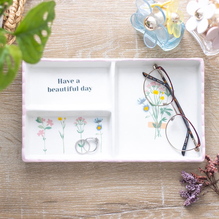 Have a Beautiful Day Floral Trinket Tray