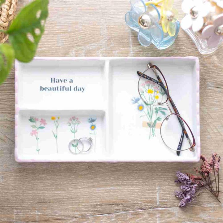 Have a Beautiful Day Floral Trinket Tray