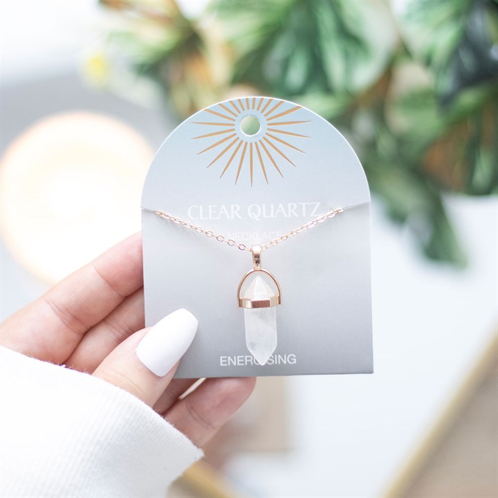 Clear Quartz Crystal Pendant Necklace