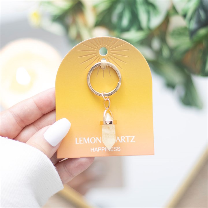 Lemon Quartz Crystal Keyring