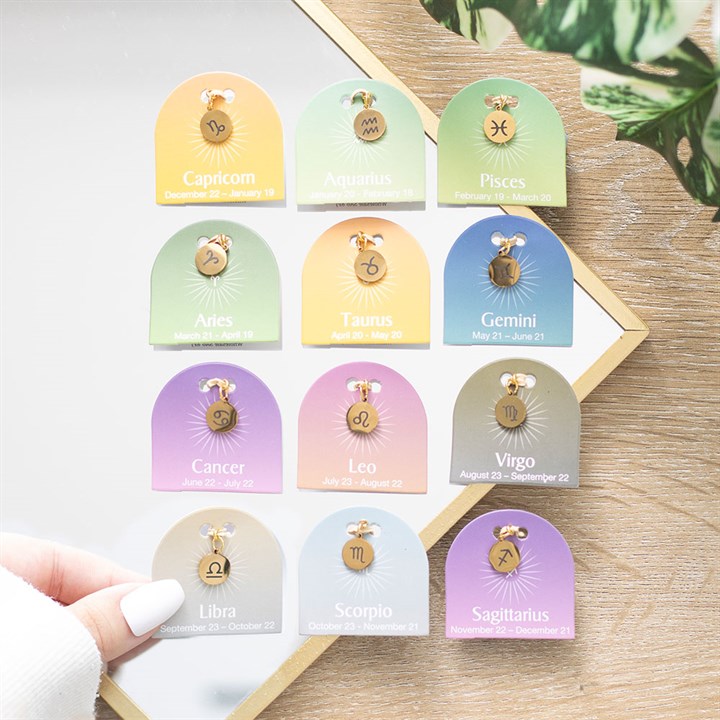 Set of 12 Gold Tone Zodiac Sign Charms