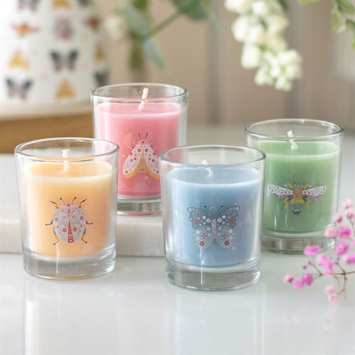 Set of 4 Floral Bug Mandarin & Bergamot Candles