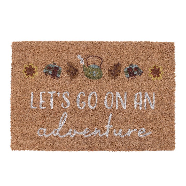 Natural Let's Go on an Adventure Doormat