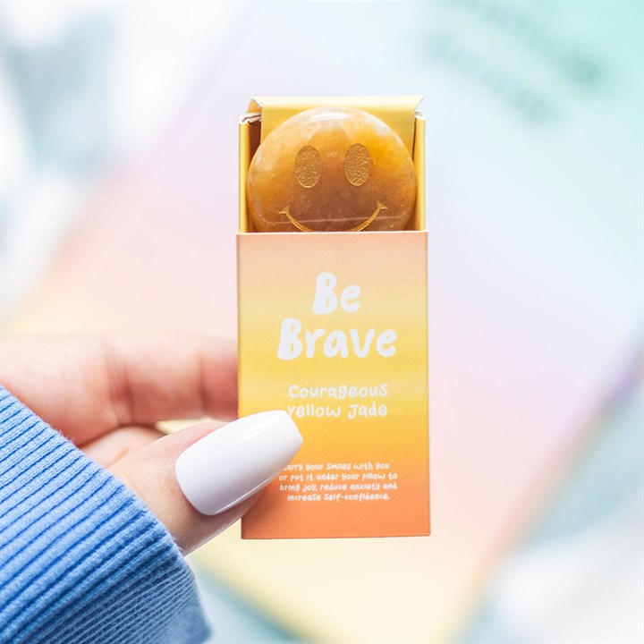 Be Brave Yellow Jade Happy Face Crystal