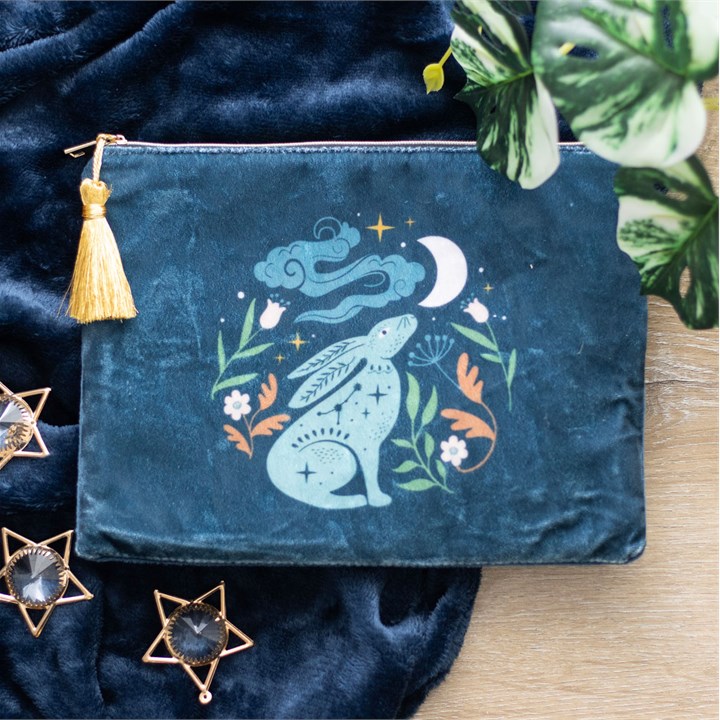 Midnight Hare Velvet Makeup Bag