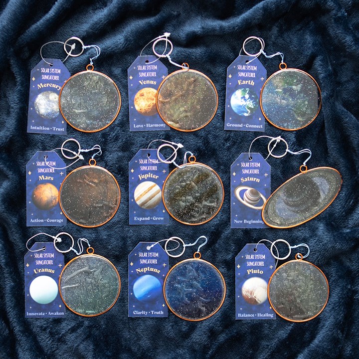 Set of 36 Solar System Planet Suncatchers on Display