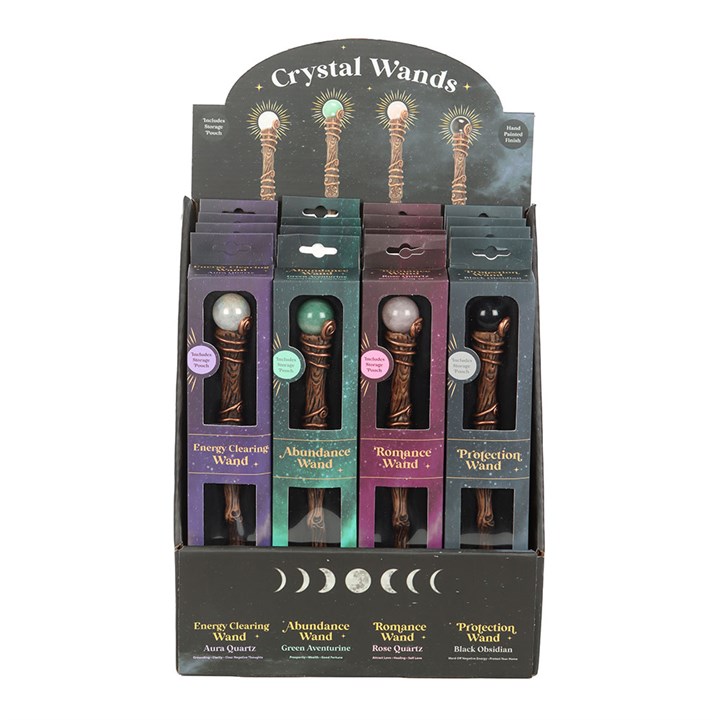 Set of 16 Crystal Wands with Pouches in Display