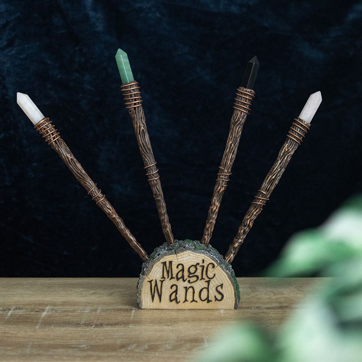 Set of 8 Thin Crystal Resin Wands with Display