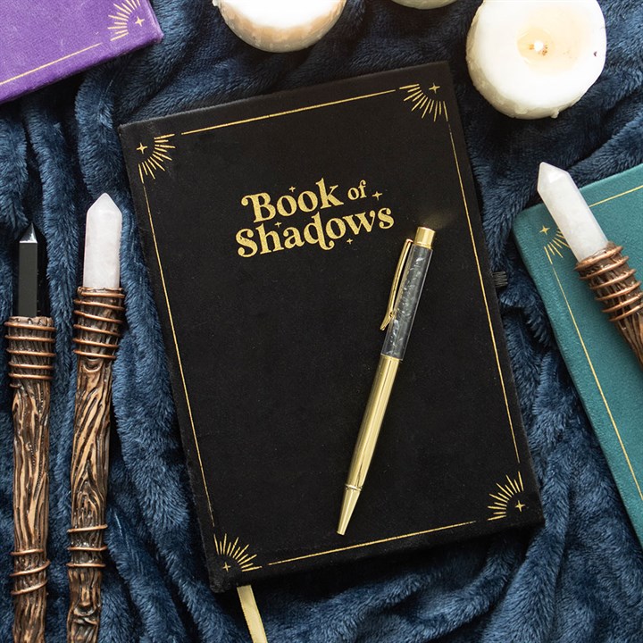 Book of Shadows Journal with Black Obsidian Crystal Pen