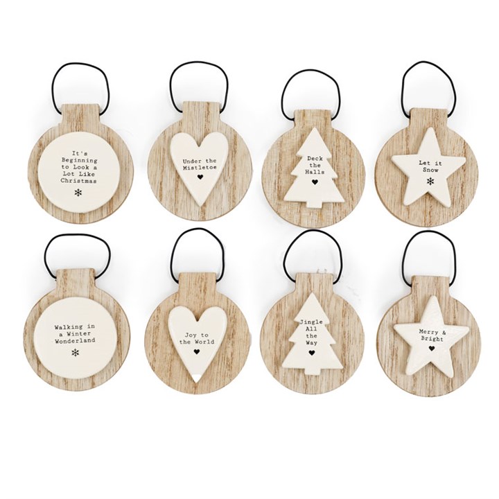 Wooden Christmas Bauble Hanging Decorations