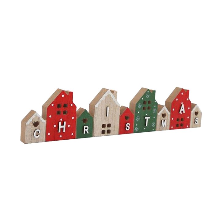 39cm Wooden Christmas House Word Decoration